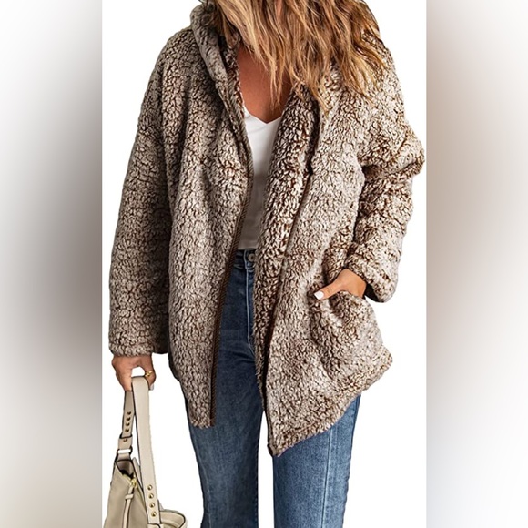 Jackets & Blazers - New Womens Winter Long Sleeve Fuzzy Fleece Open Front Hooded Jacket